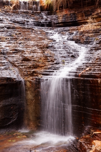 Close up of a rocky waterfall