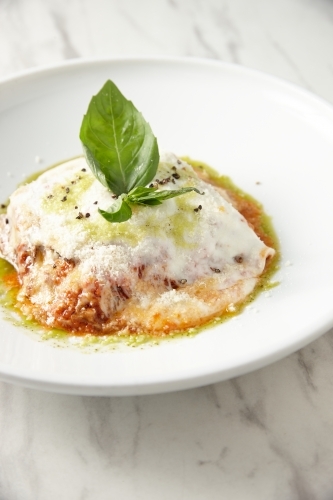 Close up of cheesy Italian pasta dish - Australian Stock Image