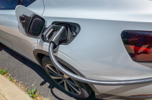 Close up of Electric Vehicle charging - Australian Stock Image
