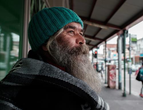 Close-up of Indigenous Australian Man in an Inner Suburban Street - Australian Stock Image