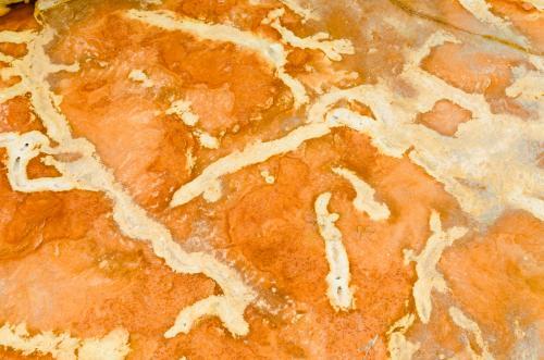 Close up of marbled rock with orange colours - Australian Stock Image