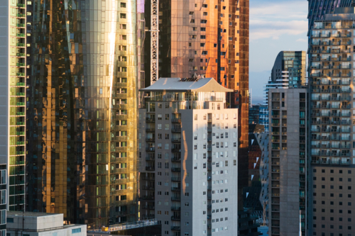 Close-up of Modern Architecture with Urban Texture and Light - Australian Stock Image
