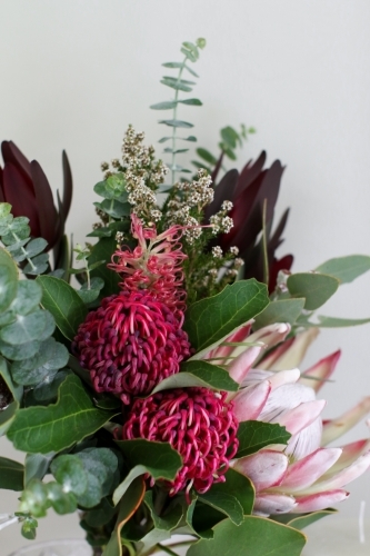 Close up of native floral arrangement indoors - Australian Stock Image