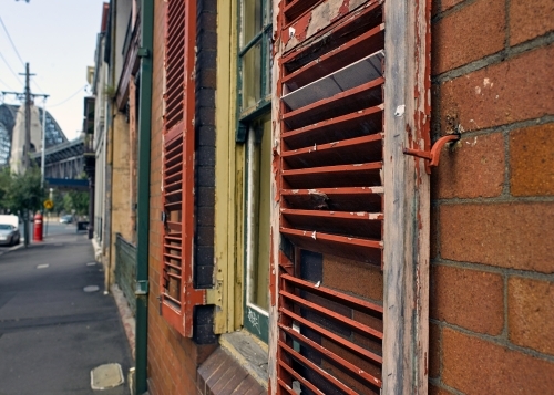 Close-up of old window in Sydney - Australian Stock Image