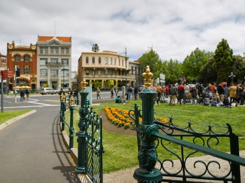 close up of ornate gate and fence at a regional park - Australian Stock Image
