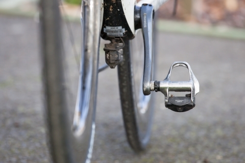 Close up of pedal on a road bike