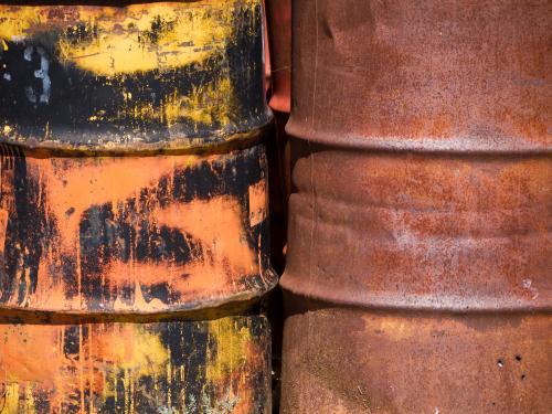 Close up of two metal drums - Australian Stock Image