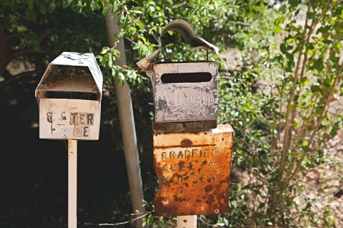 Close up of weather letter / post boxes in the country - Australian Stock Image