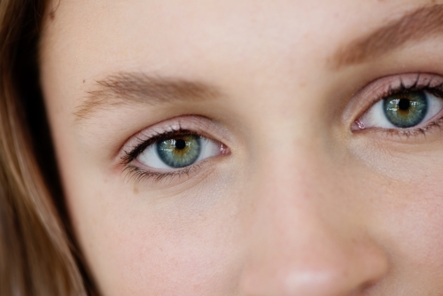 close up of woman's eyes