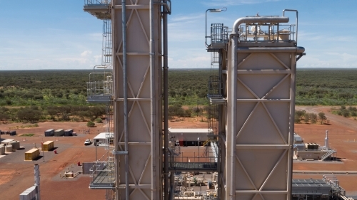 Close up shot of a complex steel structure. - Australian Stock Image