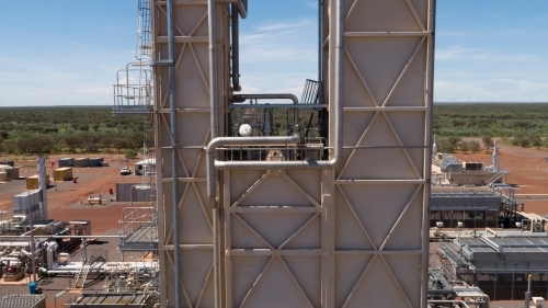 Close up shot of a complex steel structure. - Australian Stock Image