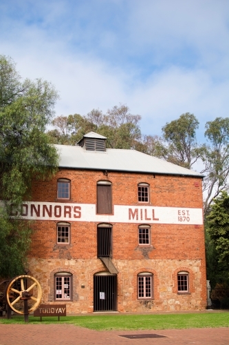 Close up shot of a mill made with bricks