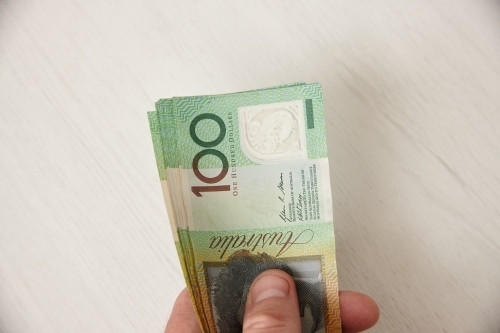 Close up shot of Australian 100 dollar