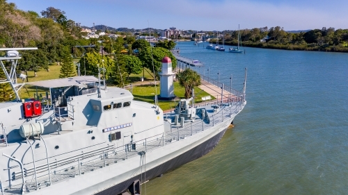 Close up shot of docked warship - Australian Stock Image