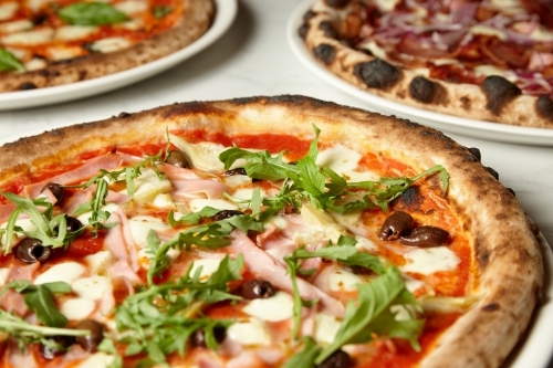 Close up shot of new york style pizza - Australian Stock Image