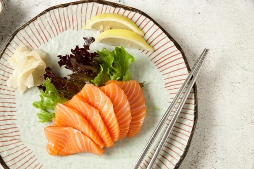 close up shot of salmon cuts - Australian Stock Image