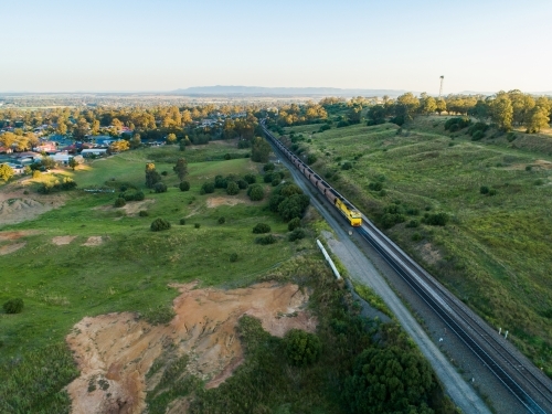 Coal train engine traveling past Singleton - Australian Stock Image