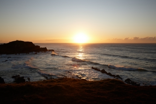 Coastal landscape on sunrise