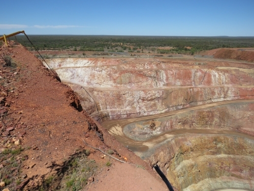 Cobar open cut mine and access road into it - Australian Stock Image