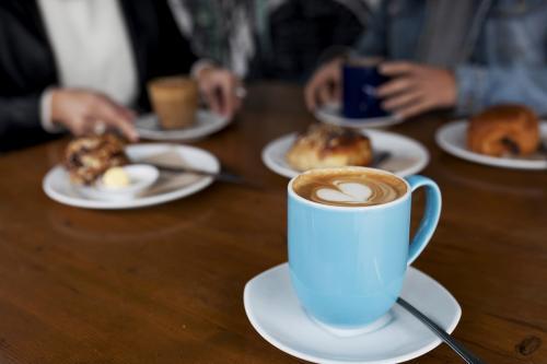 Coffee and pastries on a table