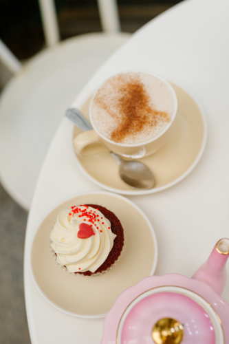 Coffee cupcake afternoon tea - Australian Stock Image