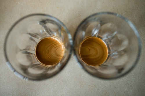 Coffee latte glasses identical - Australian Stock Image