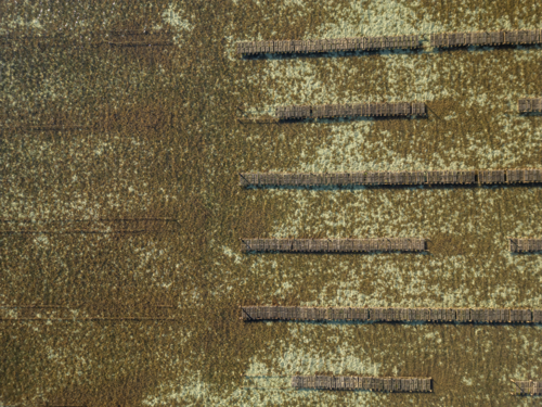 Coffin Bay oyster farm from air - Australian Stock Image