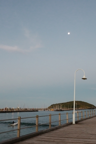 Coffs Harbour with a shining moon - Australian Stock Image