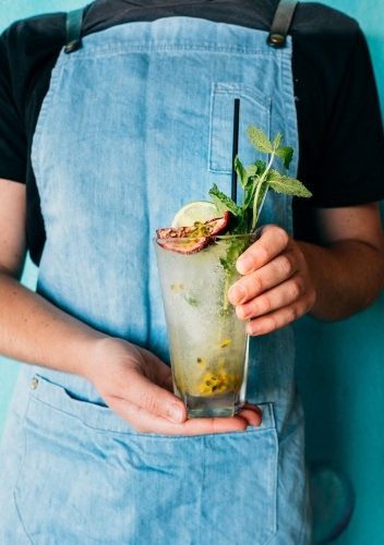Cold refreshing fresh fruit cocktail. - Australian Stock Image
