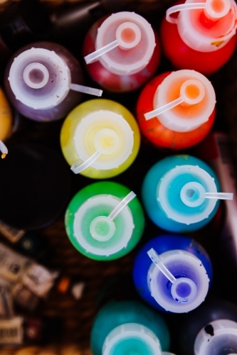 Colourful Paint Containers - Australian Stock Image