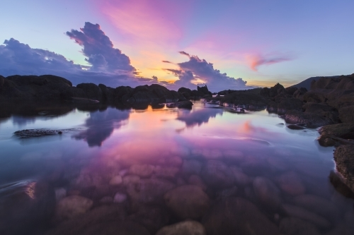 Colourful reflections of the sky at sunrise