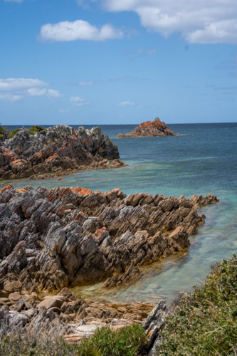 Colourful rocks and shore of the Rocky Cape National Park - Australian Stock Image