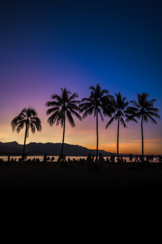 Colourful sunset at Anzac Park in Port Douglas, Queensland - Australian Stock Image