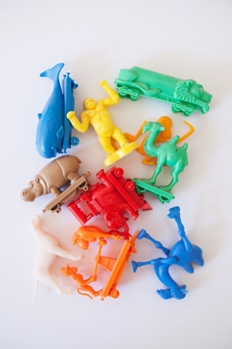 Colourful vintage plastic australian cereal toys