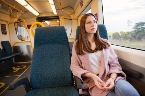 Commuter on Train - Australian Stock Image