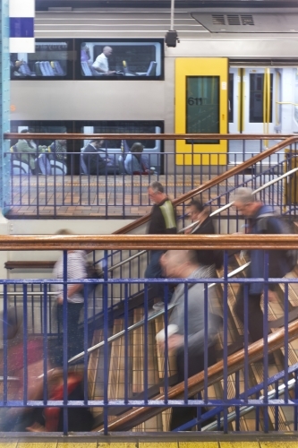 Commuters in rush hour at Central station Sydney - Australian Stock Image