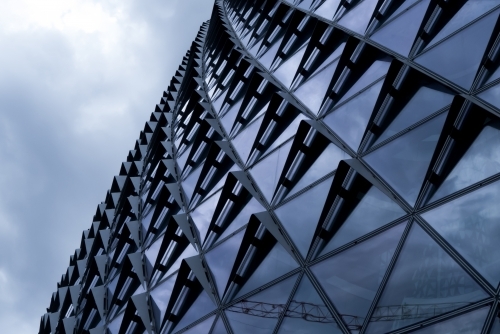 Contemporary Blue Glass Building Facade - Australian Stock Image