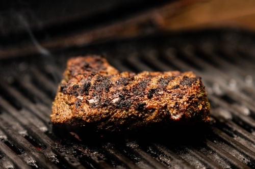Cooked Venison Steak on a BBQ - Australian Stock Image