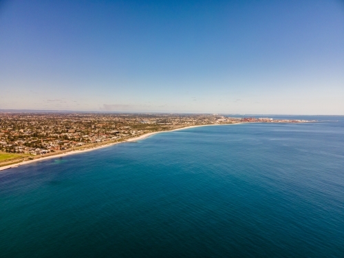 Cottesloe Beach and coastline in morning seen from air - Australian Stock Image