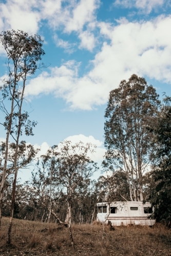 Country caravan retreat in the bush. - Australian Stock Image