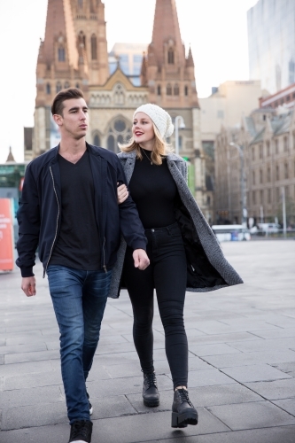 Couple Relaxing in Melbourne City - Australian Stock Image