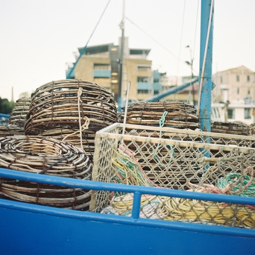 Crab Pot on Boat - Australian Stock Image