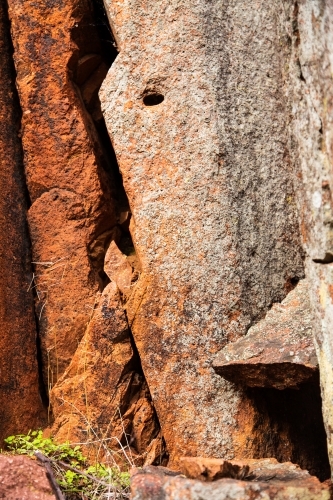 Cracked rock face - Australian Stock Image