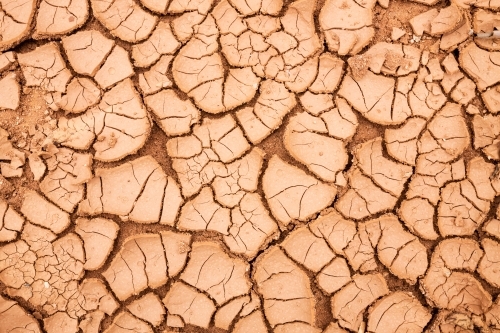 Cracks in dried mud - Australian Stock Image