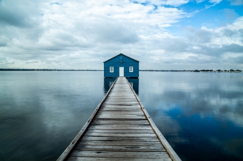 Crawley Edge blue boatshed, Perth, Western Australia, Australia