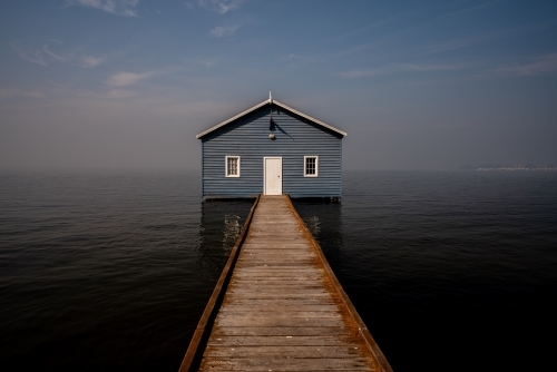 Crawley Edge Blue Boathouse - Australian Stock Image