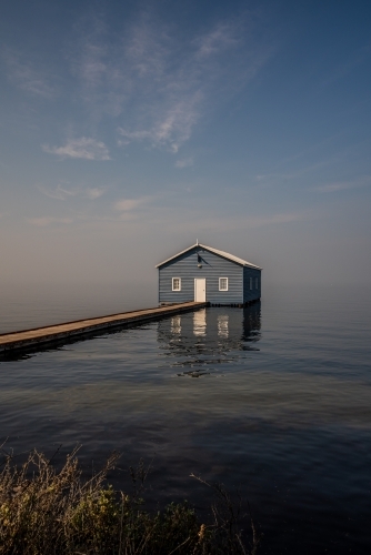 Crawley Edge Blue Boathouse - Australian Stock Image