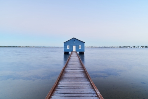 Crawley Edge Boatshed on the Swan River at dusk.