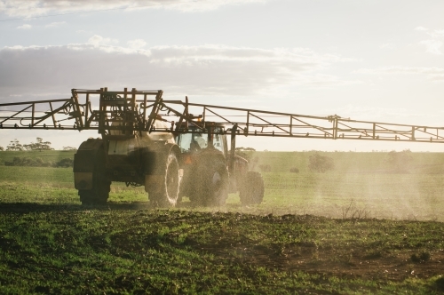Crop spraying on a farm in the Avon Valley in Western Australia