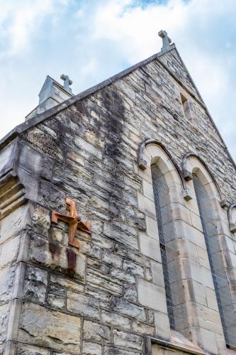 Cross on top of Country Church at Jerry's Plains - Australian Stock Image
